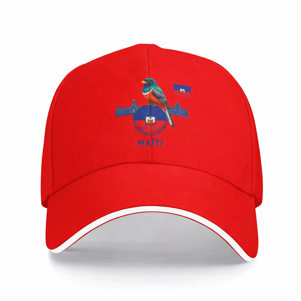 Casquette rouge-oiseau coloré