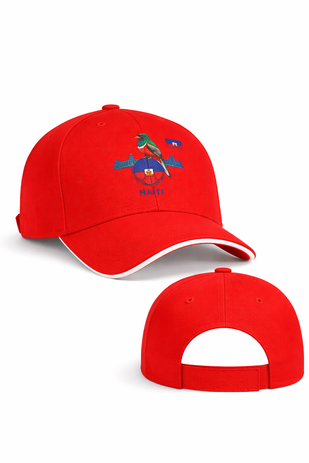 Casquette rouge-oiseau coloré