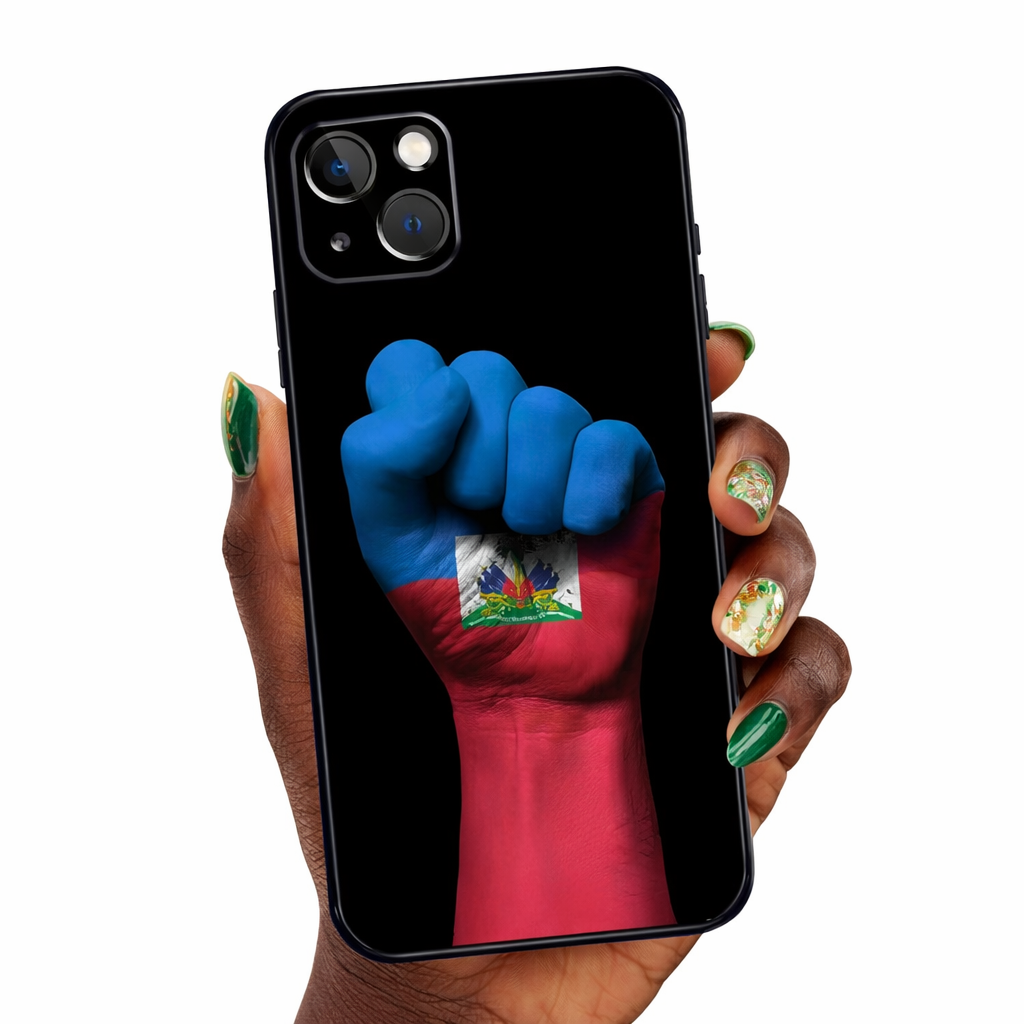 Coque iPhone Noir - Poing fermé au couleur d’Haïti
