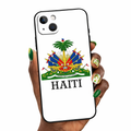 Coque iPhone blanc - Emblème d'Haïti centré