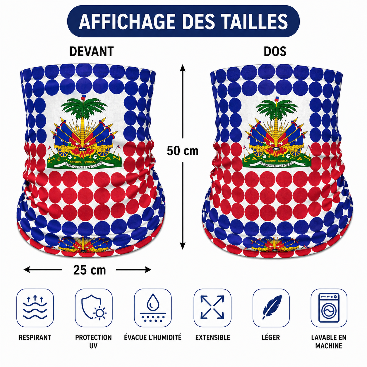 Foulard bleu rouge d'Haïti – Blason