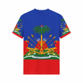 T-Shirt bleu et rouge d'Haïti à manche courte
