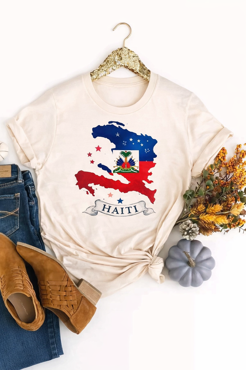 T-shirt HAÏTI - Carte & Drapeau