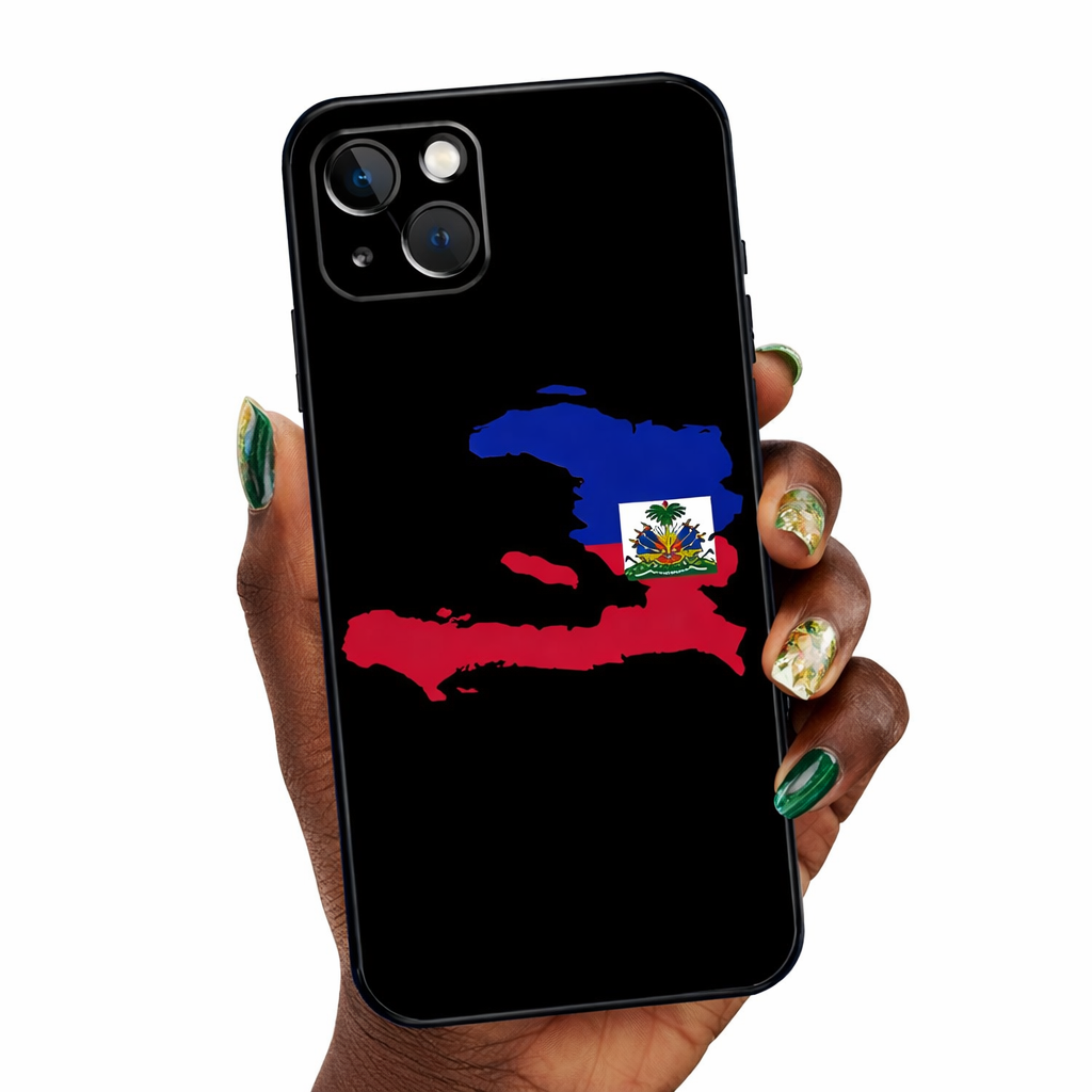 Coque iPhone Noir – Carte aux couleurs d’Haïti
