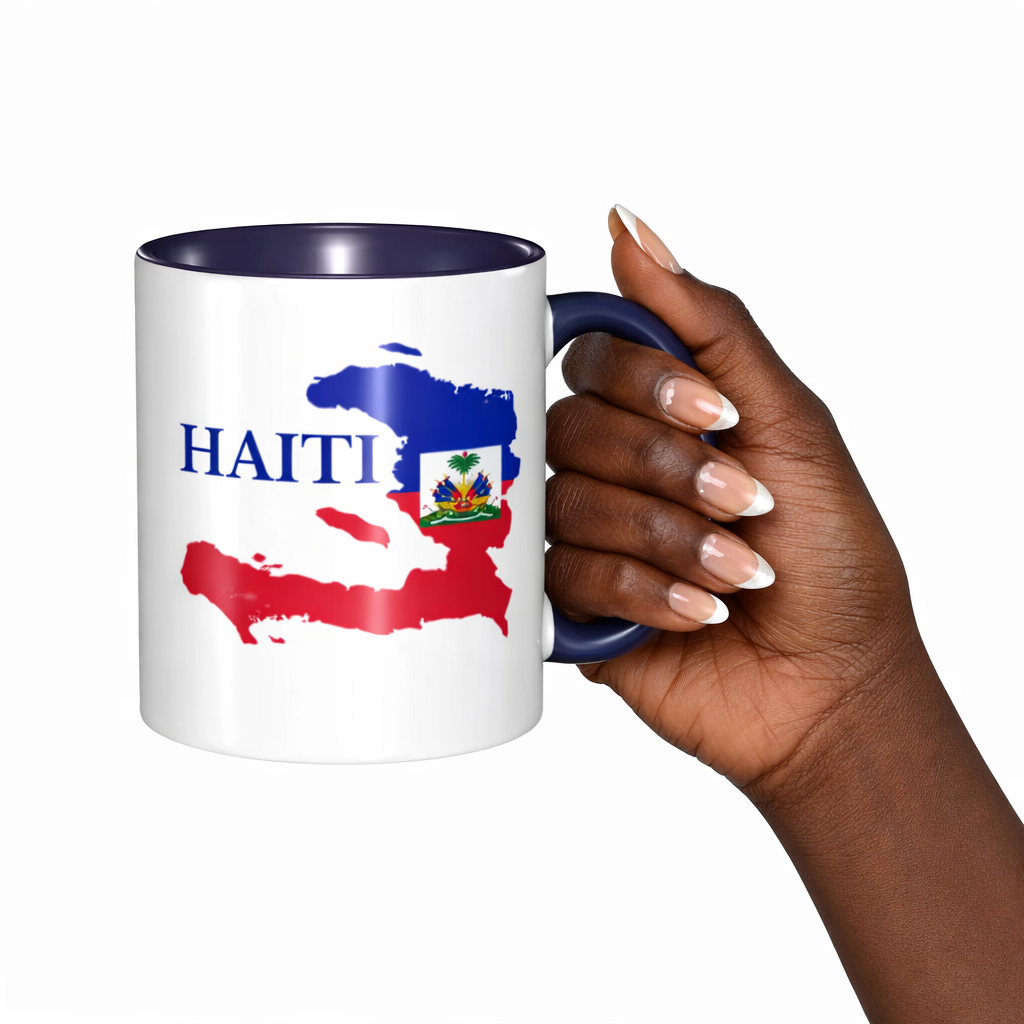 Mug blanc Haïti – Carte & Drapeau