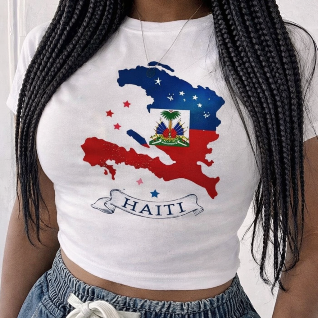Crop Top-Carte & Drapeau