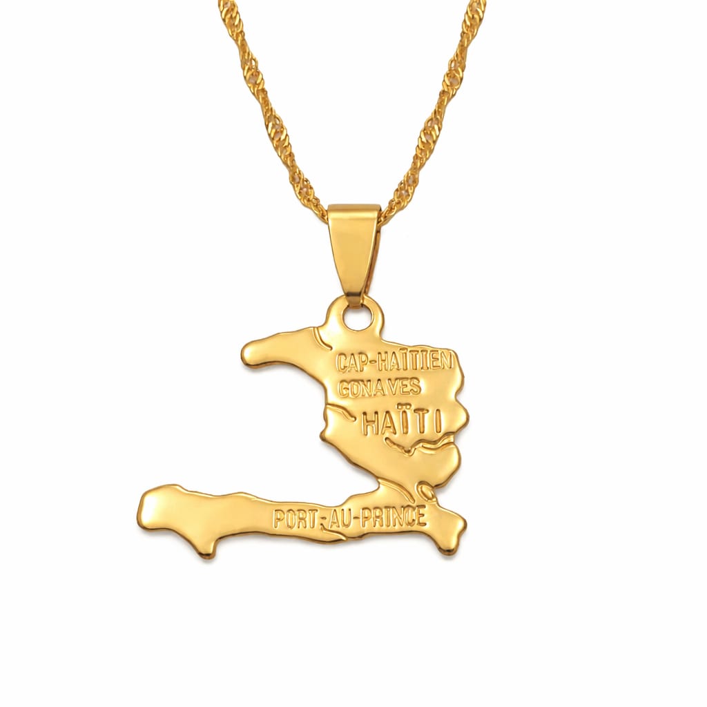 Collier carte d’Haïti – Élégance & identité