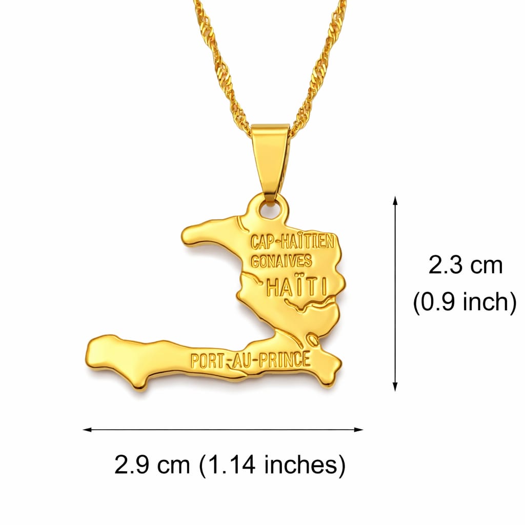 Collier carte d’Haïti – Élégance & identité